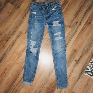 High Rise Ripped AE Jeans